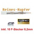 Koaxial Kabel 135 dB 5-Fach geschirmt, REINES-KUPFER 250 Meter SAT Antennenkabel 250m 135dB + 10 F-Stecker 8,2mm GRATIS