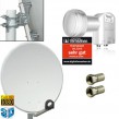 80cm SAT ANTENNE Stahl Hellgrau + TWIN 0,1dB LNB FULLHD OPTICUM  + 2 F-Stecker 7,5mm