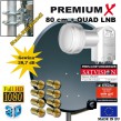 PremiumX Digitale SAT Anlage 80 cm + Opticum Quad 0,1dB LNB 4 Teilnehmer + 8 F-Stecker 7mm vergoldet