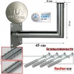 Wandhalter 45 cm ALU Halterung inkl. Mastkappe + Fischer Schraubensatz für Wand Montage
