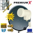 PremiumX Digital SAT Anlage 60 cm Schüssel Spiegel Antenne Anthrazit + BW 40 Single LNB 1 Teilnehmer + 2 F-Stecker 7mm vergoldet