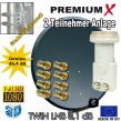 PremiumX Digital SAT Anlage 60 cm Schüssel Spiegel Antenne Antrazith + He@d Twin LNB 0,1dB 2 Teilnehmer + 8x F-Stecker 7mm vergoldet