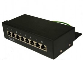 Patchpanel Net 8 Port  Cat6 Black